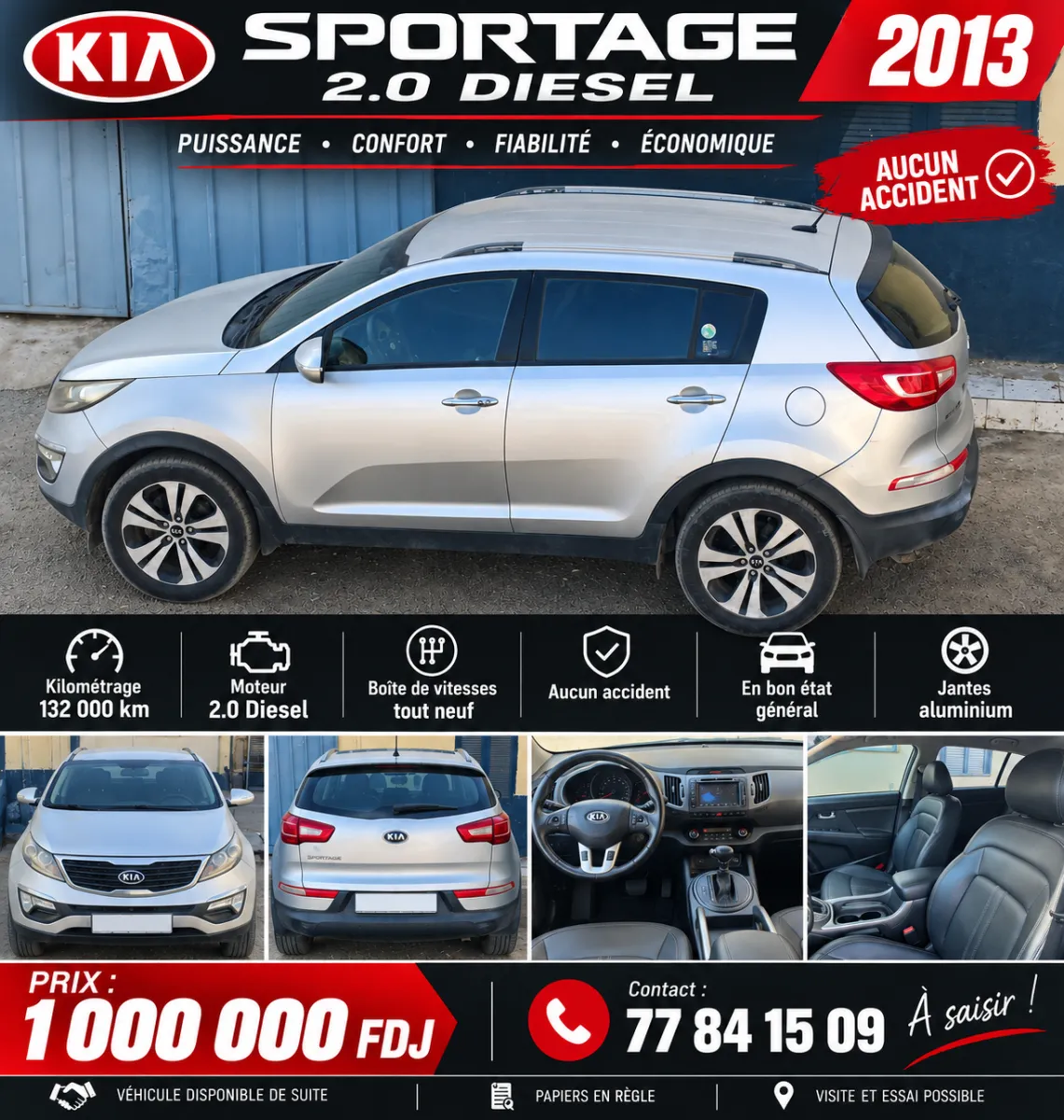 Kia Sportage 2013 diesel, moteur 2.0, bon état général à Djibouti, photo 1