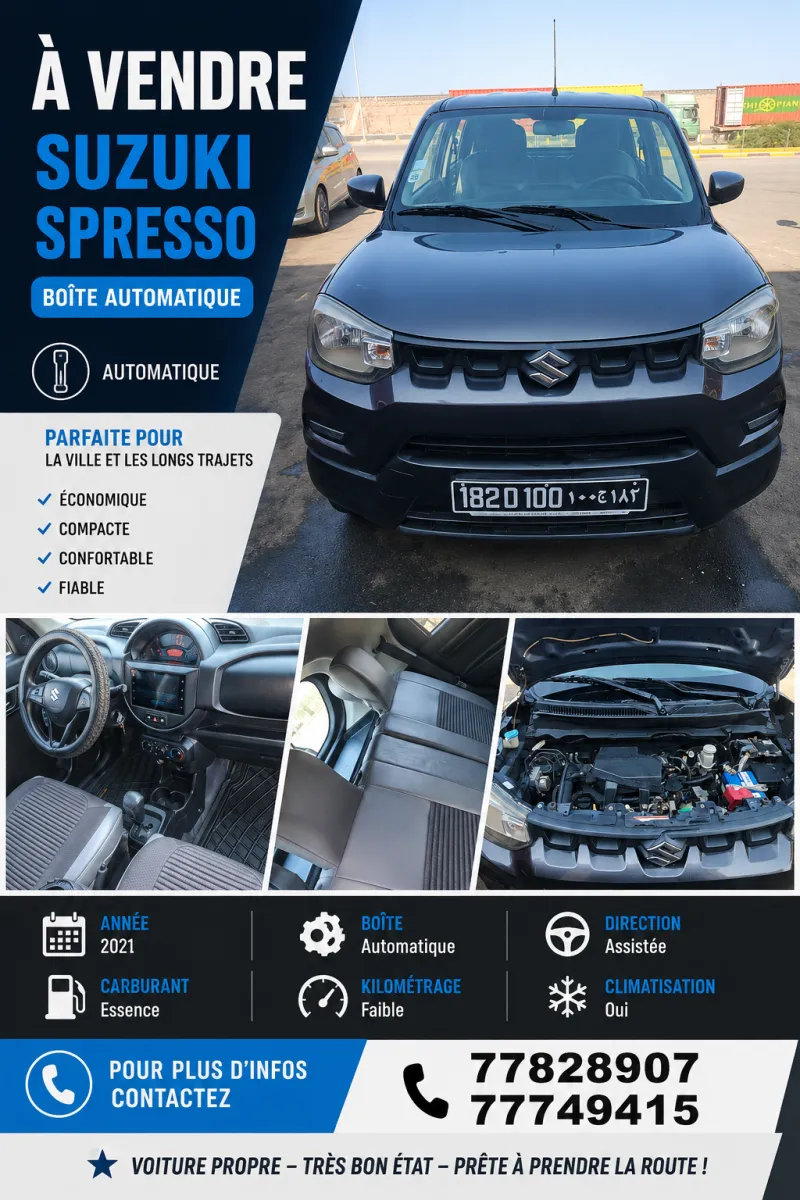 Suzuki S-Presso essence, boîte automatique, très bon état à Djibouti listing photo